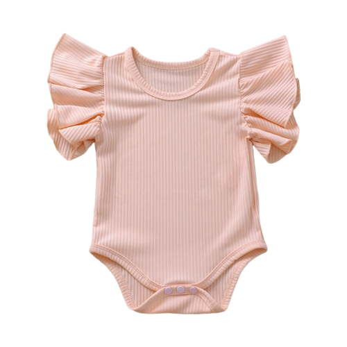 BOOMNY Baby Boys Girls Solid Color Ruffle Romper Bodysuit Onesie Cozy Toddler Dailywear