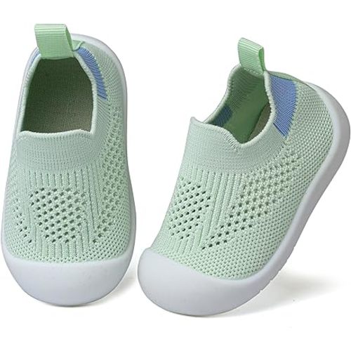 Baby Shoes for Boys Girls Breathable First Walking Shoes - Infant Toddler Trainers Shoes Non Skid Indoor Floor Slipper with Soft Sole Cotton Mesh On Sneaker