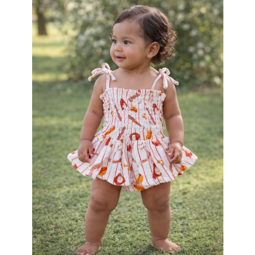 Muslin Smocked Bubble w/ Skirt, Baseball Game
