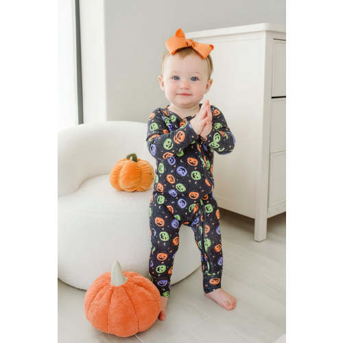 Halloween Bamboo Waffle Convertible Zip Romper in Candy Crawl | Lane & Leash – Caden Lane