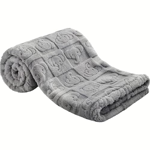 Pro Goleem Elephant Baby Blanket, Baby Fleece Blanket for Boys & Girls, 30" x 40" Soft Crib & Stroller Blanket for Newborns and Toddlers, (Grey)