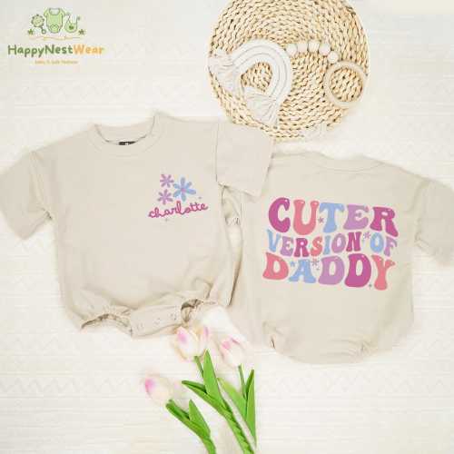Cuter Version of Daddy 2 SIDED Baby Romper, Father's Day Baby Bodysuit, Daddy's Girl Toddler, Cute Baby Girl Outfit, Father's Day Baby