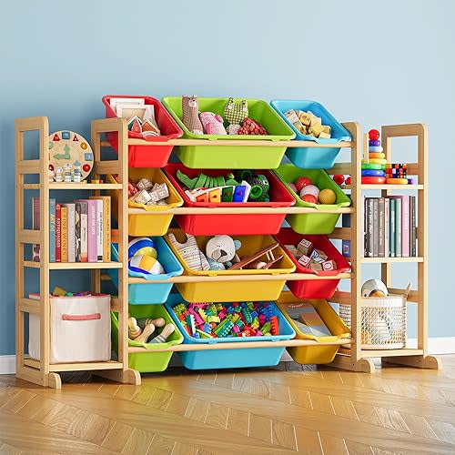 SpaceAid Toy Storage Organizer with 6 Shelves and 12 Bins, Toy Organizers Storage Bookshelf, Kids Bin Shelf Toys Box Bookcase for Bedroom Playroom Organization Room Decor, Multi-Colored