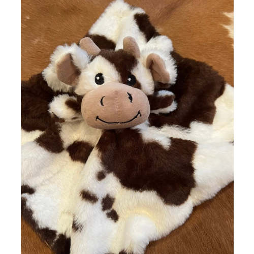 Brown and white baby lovey cow