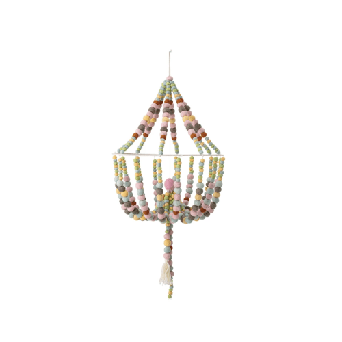 Creative Co-Op Wool Felt Pom Pom Chandelier Shaped Mobile