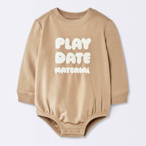 Baby Boys' Play Date Sweatshirt Bubble Romper - Cloud Island™ Brown 3-6M