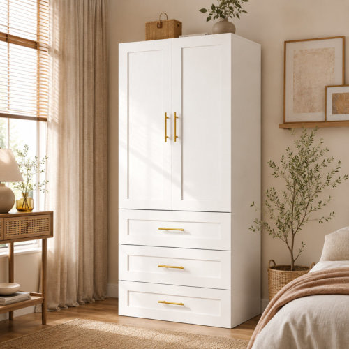 Mercer41 Closet Wardrobe With Drawers | Wayfair