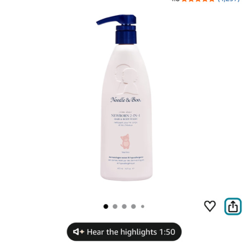 Noodle & Boo Newborn 2-in-1 Baby Shampoo and Body Wash, Tear-Free, Hypoallergenic, Baby Bath Essentials, Moisturizing, pH-Balanced, Vitamin-Enriched, Pediatrician-Tested