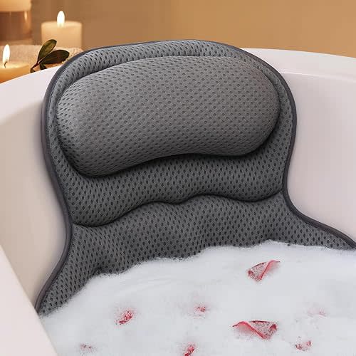 Bath Pillows for Tub, Luxury Bathtub Pillow for Head and Neck Support, Gray