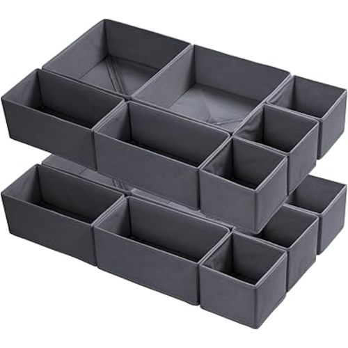 14 Pack Drawer Organizer for Clothes Dresser Organizer for Nursery-Perfect Baby Cloth Organizer and Storage General Nursery Organization or Dresser Drawer Organizer Bins Foldable Washable Grey