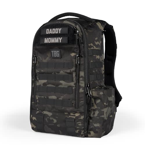 Tactical Baby Gear Daypack Tactical Diaper Bag Backpack for Dads - MOLLE compatible, Built-in Changing Mat, Stroller Straps (Multicam Black 4th Gen)