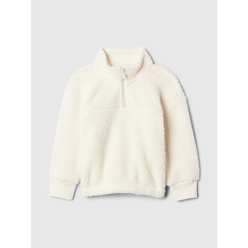 babyGap Sherpa Quarter-Zip Hoodie, Ivory Cream Frost - size 0-3M