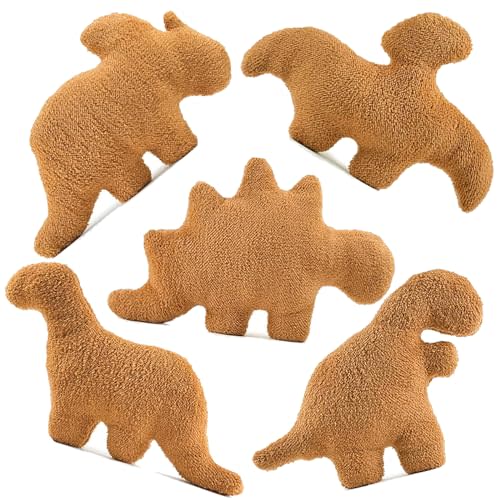 5 Packs Dino Nugget Pillow Plush, Large Dinosaur Chicken Nugget Pillow Stuffed Animal Plush Toy, Dino Nugget Dinosaur Theme Party Decoration Birthday Christmas Valentines Day Gift for Kids Boys Girls