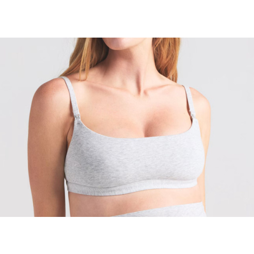 COTTON JERSEY MATERNITY NURSING SCOOP BRALETTE | LIGHT HEATHER GREY | SKIMS