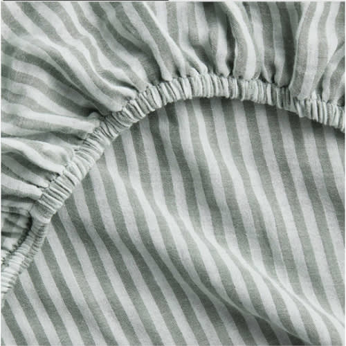 Supersoft Striped Pine Green 100% Organic Cotton Gauze Baby Crib Fitted Sheet