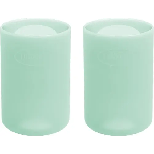 Dr. Brown's Options+ Narrow Glass Bottle Sleeves, 100% Silicone, Mint, BPA-Free, 4 oz, 2-Pack