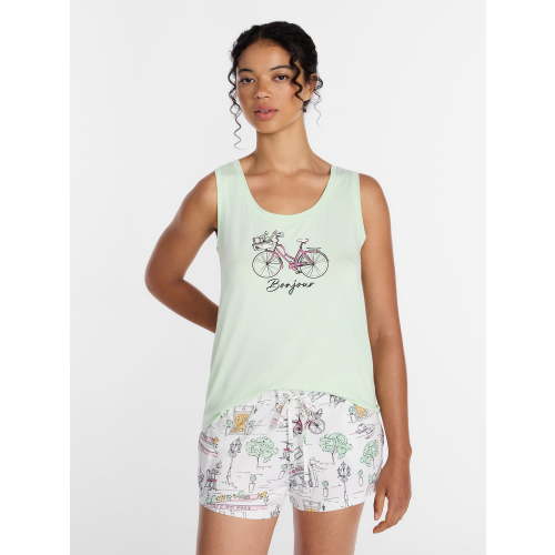 Joyspun Women's Tank Top and Shorts Pajama Set, 2-Piece, Sizes XS-3X