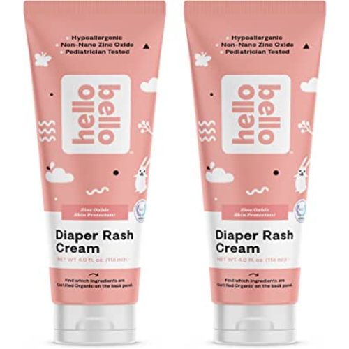 Hello Bello Diaper Rash Cream, Vegan Cruelty-Free Non-Nano Zinc Oxide, 4 fl. oz (Pack of 2)