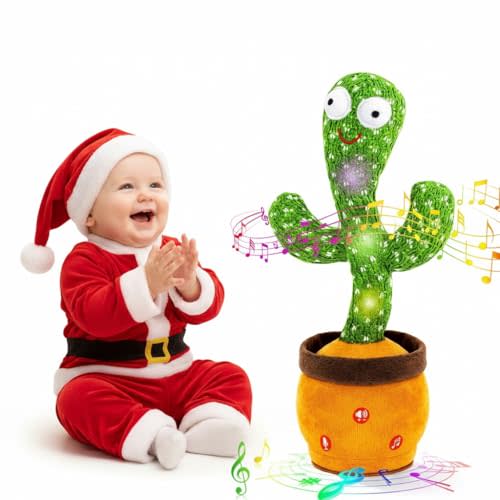 Ayeboovi Dancing Talking Cactus Baby Toys, Interactive Toy Repeating Records What You Say, Volume Adjustable Singing Cactus Toddler Toys with 120 Songs, Stocking Stuffers for Kids
