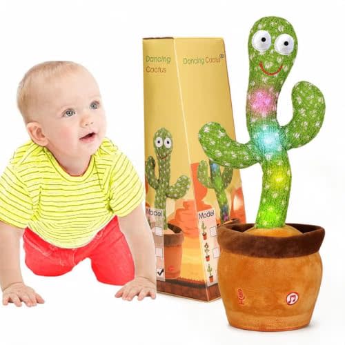 Talking Cactus Toy, Interactive Dancing Cactus Toys Mimicking Repeating What You Say, Kids Toys Gifts for 3 Year + Old Boy Girl, Singing Cactus with LED English Songs