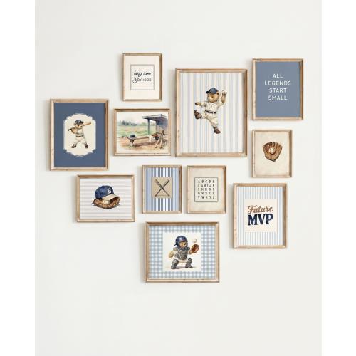 Baseball Nursery Decor: Preppy Animals Boy Room Wall Art (Teddy Bear Prints Set 11)