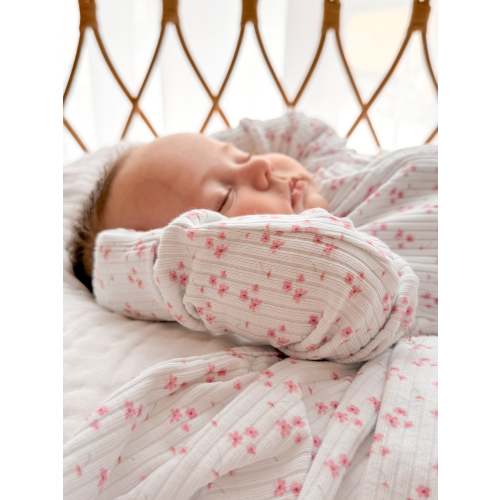 Peyton pink flower zip frill onesie