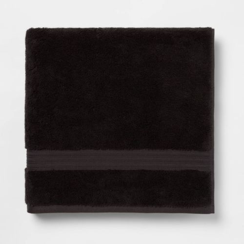 Total Fresh Antimicrobial Oversized Bath Towel Black - Threshold™: Cotton Terry, Low Lint, Machine Washable