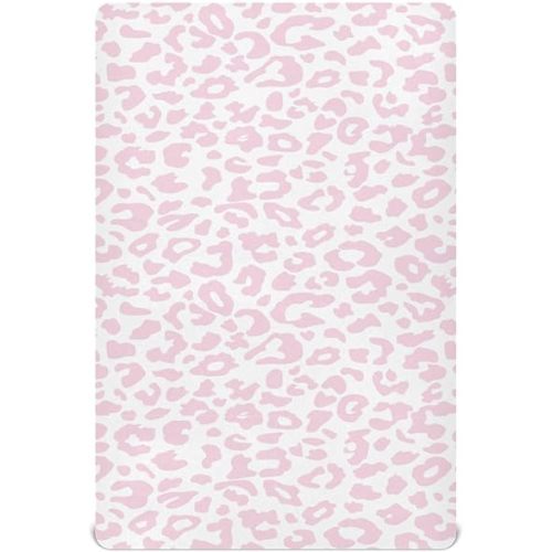 Pink Leopard Print Baby Crib Sheets Cheetah Animal Skin Daesign Pattern Mattress Cover Funny Toddler Bed Sheets Standard Fitted Crib Sheets for Unisex Boys Girl 28x52 Inch
