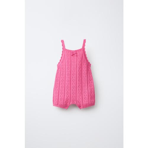 POINTELLE KNIT ROMPER - Fuchsia | ZARA United States