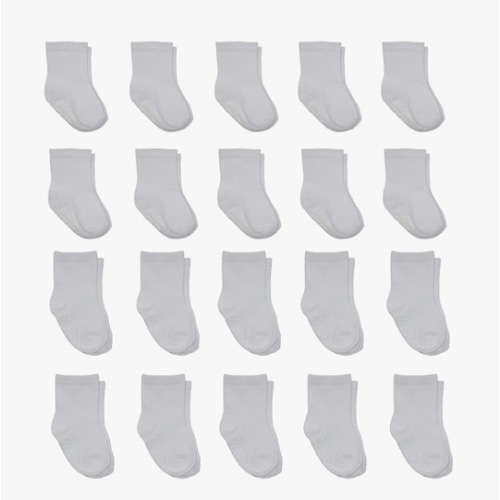 Little Me 20-Pack Newborn Baby Infant & Toddler Unisex Socks, 0-12/12-24 Months, Assorted Size Pack, White