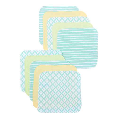 Spasilk Baby Washcloth Wipes Set for Newborns and Infants, Terry Bathtime Essentials, Pack of 10, Green Diamonds