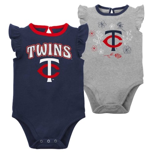 Girls Newborn & Infant Minnesota Twins Navy/Heather Gray Little Fan Two-Pack Bodysuit Set - Size 3-6M