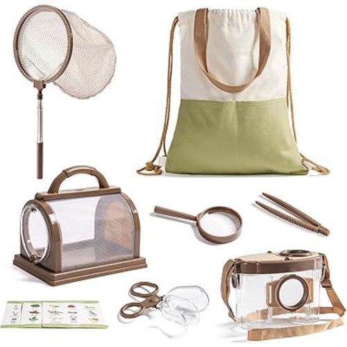 ROBOTIME Kids Explorer Kit, Outdoor Bug Catcher Kit for Kids with Magnifying Glass & Butterfly Net, Fun Bug Catching Kit for Backyard & Camping, Bug Catcher for Boys & Girls 3-12