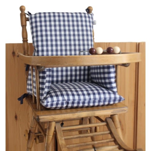 Baby high chair cushion in Oeko-Tex coated cotton / Navy gingham