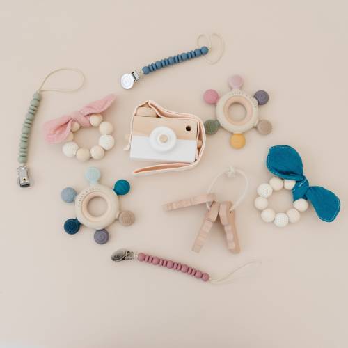 Baby Gift-Wooden Baby Toys-Baby Boy-Baby Toys-Baby Camera Toy-Wooden Key-Baby's First Birthday Present-Natural Baby Toys