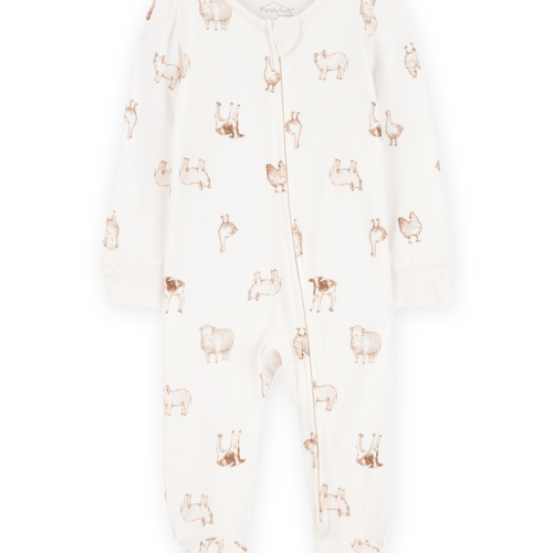 Ivory Baby Farm Animals Print 2-Way Zip PurelySoft Sleeper Pyjamas - Ivory | Carter’s Oshkosh Canada