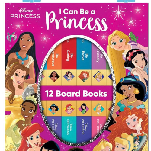 Disney Princess - I Can Be Princess My First Library Board Book Block 12-Book Set Teaches Positive Traits Like Caring, Friendliness, Curiosity, and More! - PI Kids