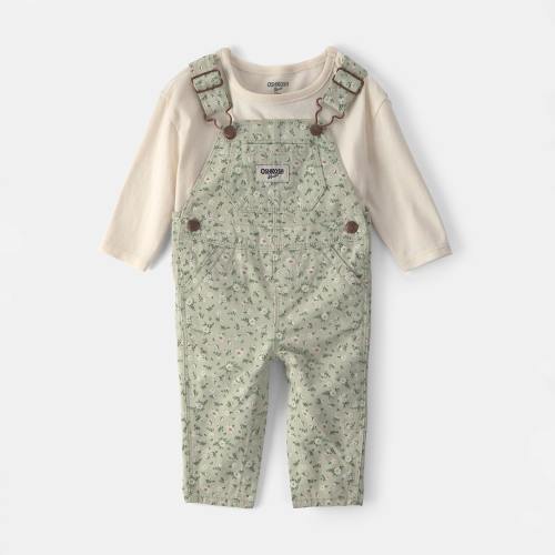 Oshkosh Baby Girls 2-pc. Overall Set, Color: Green Ivory - JCPenney