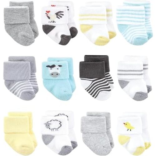 Hudson Baby Basics Unisex Baby Cozy Terry Baby Sock 12-Pack