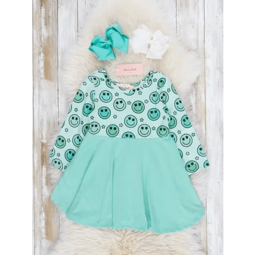 Mint Smileys Swing Dress