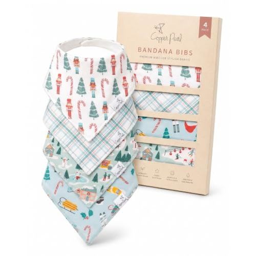 Copper Pearl Baby Bibs 4 Pack, Printed Bandana Drool Bibs for Baby Girl & Boy, Soft Cotton Drooling Teething Bibs