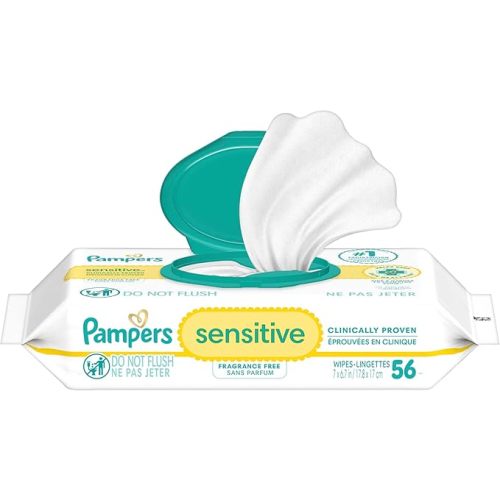 Pampers Baby Wipes, Sensitive, Water Based Wipe, Clinically Proven, Hypoallergenic, and Unscented for Babies, 1344 Wipes Total (16 Flip-Top Packs) [Packaging May Vary]