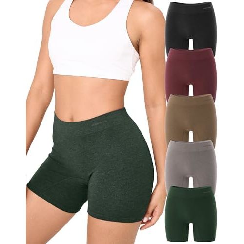 BAMBOO COOL Womens BoyShorts Underwear Seamless Boxer Briefs Mid Rise Full Coverage Breathable Stretch Ladies Panties 5 Pack