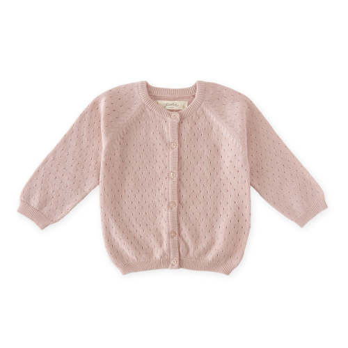 Pointelle Knit Sweater - Soft Peony 0-6M