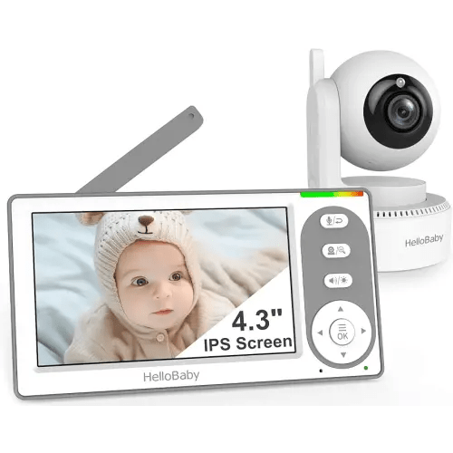HelloBaby 4.3'' Video Baby Monitor with 30 Hours Battery, Remote Pan-Tilt-Zoom Baby Monitor No WiFi, Baby Monitor with Camera and Audio, Night Vision, ECO Mode, Two-way Talk, 8 Lullabies, 1000ft Range