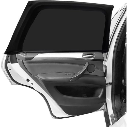 2 Pack Car Window Shades,Super Stretchy Mesh Car Window Screen Sun Shade Mosquito,Stretchy Window Screen for Baby Family Pet UV Protection