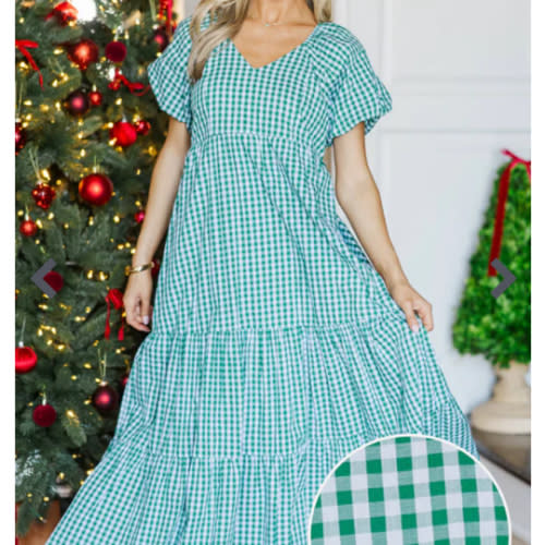 NURSING COLLECTION: Falling In Love Emerald Gingham Maxi Dress