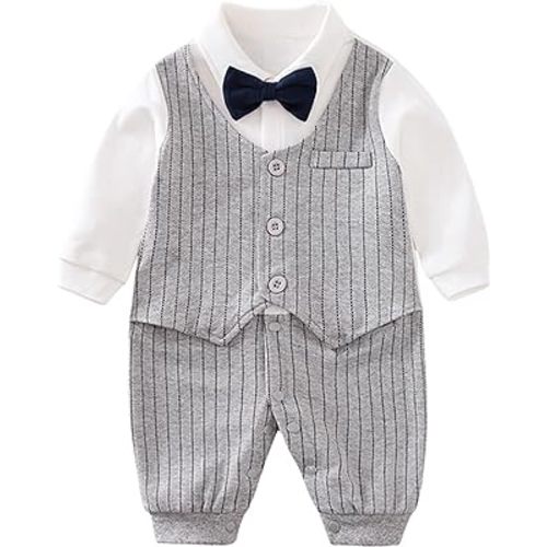 HUAANIUE Newborn Baby Boy Gentleman Romper Tuxedo Suit Outfit 0-24 Months