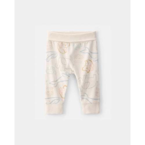 6m Baby Animal Friends Terry Pants - Cream | Carter's