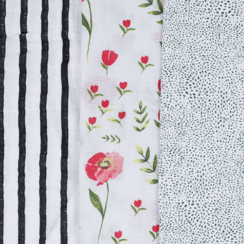 Little Unicorn Cotton Muslin Swaddle Blanket 3 Pack - Summer Poppy